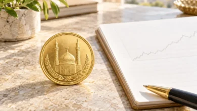 سکه طلا کنار دفتر ثبت قیمت و نمودار تاریخی بازار