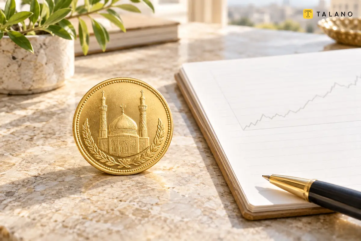 سکه طلا کنار دفتر ثبت قیمت و نمودار تاریخی بازار