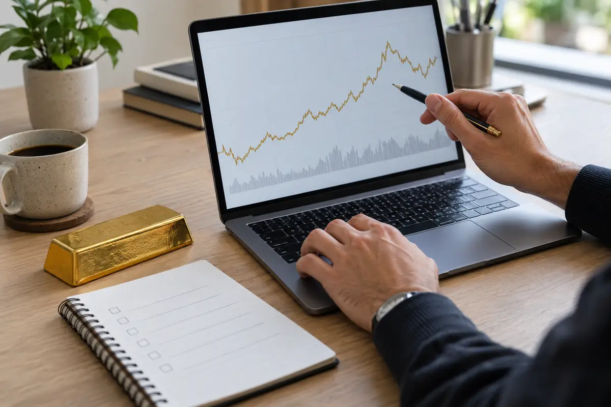 بررسی نمودار قیمت طلا و یادداشت برنامه مدیریت ریسک روی میز